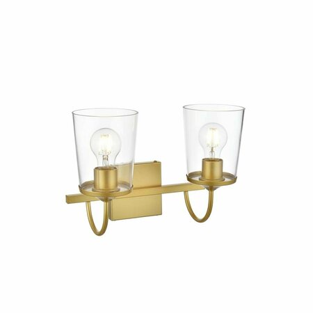 CLING 110 V E26 Two Light Vanity Wall Lamp, Brass CL3479996